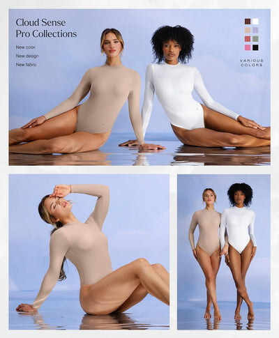 Popilush Shapewear Bodysuit Tummy Control Turtle Neck Body Shaper Seamless Long Sleeve Tank Tops Thong Body Suits