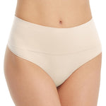 SPANX SPANXshape Everyday Shaping Thong - Core Control Shapewear Underwear - Invisible Under Clothes - Seamless Design - Soft Nude - Medium