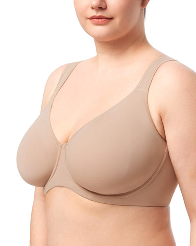 HSIA Bras for Women Minimizer Full Coverage, Plus Size T Shirt Unlined Underwire Smooth Bra, Seamless Cups Joan Ultimate Soft