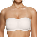 Vertvie Womens Strapless Bra Jelly Push Up Seamless Bandeau Bra Wireless Non Slip Silicone Tube Top Bras Padded Bralette(White,Small)