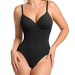 BRABIC Shapewear Bodysuits for Women Tummy Control Shapewear Seamless Backless V-Neck Tops with Built-in Bra (Black, Large)