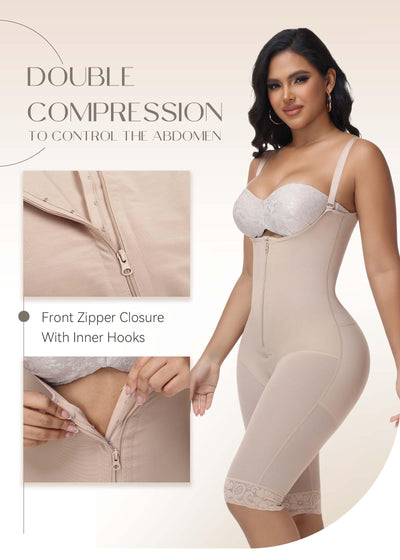 SHAPSHE Shapewear Tummy Control Fajas Moldeadoras De Cintura Y Abdomen Full Body Faja Postpartum Shapewear Fajas Post Surgery Compression Knee Length Shapewear for Women Corset Bodysuit Medium Tan