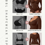 FeelinGirl Shapewear for Women Tummy Control Compression Tops Body Shaper Long Sleeve Shirts V Neck Shapewear Brown X-Small