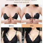 Vertvie Strapless Sticky Bra Push Up Invisible Lightweight Adhesive Cleavage Lift Reusable for Backless Dress Wedding & Prom(Black,Cup C)