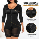 SHAPERX Women's Fajas Colombianas Shapewear Postpartum Tummy Control Arm Slimming Full Body Shaper with Zipper Crotch, SZ7503-Black-L