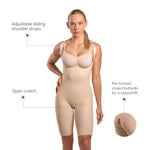Isavela 2nd Stage Body Suit Mid Thigh Length W/Suspender Closed Buttocks Enhancing Compression Girdle (BE08) (XL, Black)