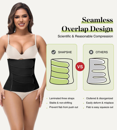 SHAPSHE Waist Trainer for Women Postpartum Recovery Wrap Abdominal Binder Corset Shapewear Belly Band Black S