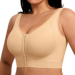 FeelinGirl Compression Bra Post Surgery Mastectomy Bra Front Closure Surgical Breast Augmentation Post Op Beige