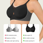Popilush Push Up Bras for Women Wireless Seamless Full Coverage Tshirt Jelly Bra No Underwire Supportive Mesh Bralette Black