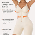 SHAPERX Women's Shapewear Bodysuit Tummy Control Seamless Zip-Up Body Shaper Waist Defining Silhouette,SZ5862-White-2XL