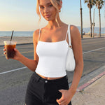 Trendy Queen Women's Double Lined Camisole Tank Tops - Adjustable Spaghetti Strap Sleeveless Top, Slim Fit Basic Tank for Layering White L