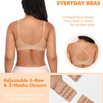 Seamless Jelly T Shirt Bras for Women No Underwire Comfort Wireless Padded Bralettes Soft Support Bras(#02 Latte(Padded)-Wide Strap,Small)