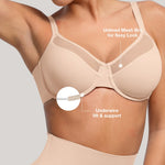 Minimizer Bras for Women Full Coverage Unlined Underwire Bras Plus Size Lifting Bra for Heavy Breast, Wide Strap, Skin 38C