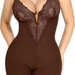 Popilush Shapewear Bodysuit Tummy Control - Deep V Neck Sleeveless Lace Corset Shapewear Tops Body Shaper