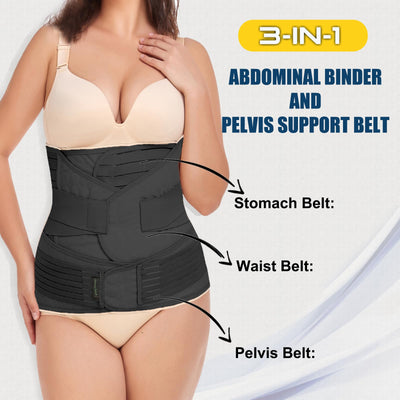 ChongErfei 3 in 1 Waist Cincher (XL/Plus Size, Black)