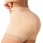 Nebility Butt Lifting Shapewear with Butt Pads - Padded Underwear for Women Booty Lifter Shorts Lace Hip Enhancer Beige