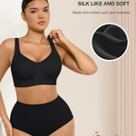 Wireless Push Up Bra for Women No Underwire Comfort Soft Daliy Bras, Wirefree Bralette Full Coverage Support Bras with Straps Black