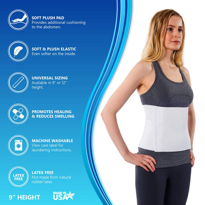 NYOrtho Postpartum Belly Binder, Abdominal Binder for Women, C-Section Recovery, Tummy Tuck Support, Belly Wrap for Postpartum, Swelling & Hernia - Latex-Free, Breathable - Medium 45"-60"