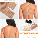 Seamless Jelly T Shirt Bras for Women No Underwire Comfort Wireless Padded Bralettes Soft Support Bras(#01 Latte(Padded)-Spaghetti Strap,X-Small)