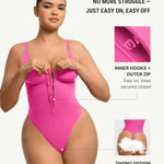 FeelinGirl Shapewear Tummy Control for Women Zip Shapewear Bodysuit Thong V-Neck Body Suit Seamless Body Shaper