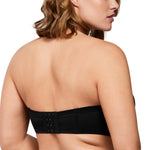 HSIA Strapless Bras for Women Large Bust Non Slip Full Coverage Underwire Supportive Multiway Strapless Bra Plus Size Dark Black