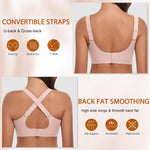 Werena Womens Jelly Wireless Bras Plus Size Minimizer Comfortable Bra Full Coverage Supportive No Underwire Seamless Tshirt Bralette (Pink,XL)