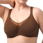 HSIA Minimizer Bras for Women Plus Size, Full Coverage Coolcomfort T Shirt Unlined Bra with Underwire for Heavy Breast, Coffee Brown 34C