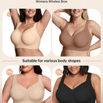 LetsJoli Jelly Bras for Women Supportive Wireless Push Up Bra Full Coverage No Underwire Seamless Plus Size for Older Women（Nude,XL)