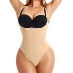 Nebility Shapewear for Women Bodysuit Tummy Control Body Shaper Open Bust Slim Belly Seamless Thong Body Suits (Beige, Medium)