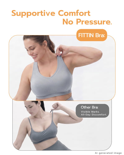 FITTIN Supportive Sports Bra for Large-Bust: 12-Hour Zero-Pressure Comfort - Forget to Take It Off - Full Coverage Racerback Seamless Sport Bras for Workout for C-DDD Cup Plus Size Women