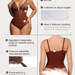 Popilush Bodysuits for Women Tummy Control Lace Shapewear V Neck Sleeveless Bodysuit Tops Low Back Body Suit