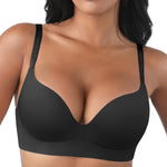FeelinGirl Smooth Wireless Bras for Women No Underwire Seamless Supportive Bra Push Up Bralette Full Coverage Black 36DD