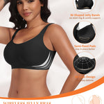 Wireless Jelly Seamless Bras for Women No Underwire Tshirt Full Coverage Padded Bra Comfortable Supportive Everyday Bralettes(01#Black(Full Coverage),M)