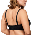 HSIA Strapless Bras for Women Large Bust Non Slip Full Coverage Underwire Supportive Multiway Strapless Bra Plus Size Dark Black