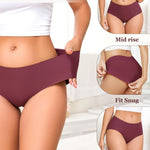 FINETOO 6 Pack Womens Seamless Underwear Full Coverage No Show Hipster Panties Sexy Stretchy Invisible Briefs Bikini Lingerie