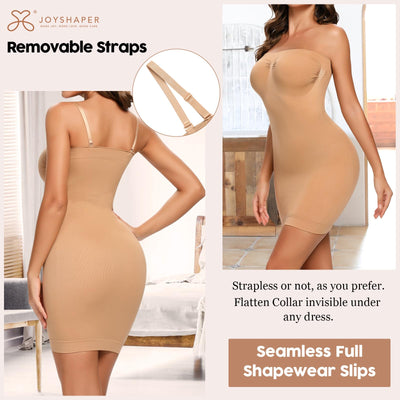 JOYSHAPER Women's Strapless Shapewear Slips for Under Dresses Adjustable Tummy Control Slip Cami Dress Body Shaper