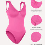 Lover-Beuaty Seamless Shapewear Bodysuits for Women Tummy Control Body Suit V Neck Seamless Body Shaper Black