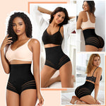 Womens Tummy Control Shapewear Panties Mid High Waisted Body Shaper Briefs(02# High-waisted Black(boning),Medium)
