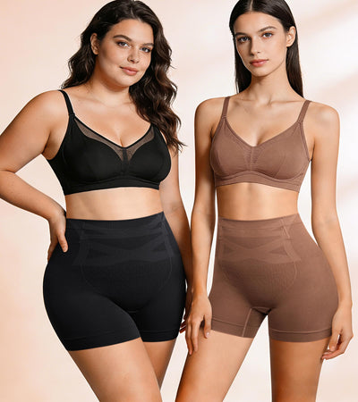 OPIBOO Slip Shorts for Under Dresses Seamless Shaping Boyshorts Panties Tummy Control Underwear Butt Lifting Shapewear for Women 2 Pack L