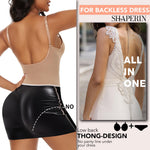 SHAPERIN Women's Deep V Neck Backless Body Shaper Bra Faja Plunge Low Back Thong Shapewear Tummy Control Bodysuit (Large,Nude)