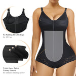YIANNA Postpartum Fajas Colombianas Moldeadoras Full Body Shapewear Tummy Control for Women Body Shaper Girdles Compression Garment with Side Bust Pad, YA7510-Black-L