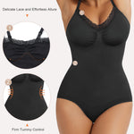 SHAPERX Lace Bodysuit Shapewear for Women Tummy Control Body Shaper Seamless Defining Waist Body Suit,SZ5907-Black-2XL/3XL
