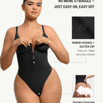 FeelinGirl Shapewear for Women Tummy Control Seamless Zip Front Bodysuits Thong V Neck Body Suit Body Shaper Going Out