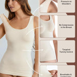 ATTLADY Womens Tummy Control Shapewear Tank Cami, 2 Pack Body Shaper Camisole, Compression Tank Top for Daily Wear & Layering