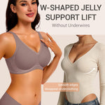 Gailife Womens Deep V Jelly Bras Wireless Mesh Comfortable Bralette Supportive No Underwire Bras Seamless Push Up Plunge Bra -GR,3XL Berry Grey