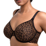 HSIA Minimizer Bras for Women Full Coverage Underwire Unlined Leopard Mesh Plus Size Convertible Bra for Big Busted Black 36DDD
