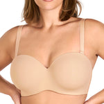 HSIA Strapless Bra for Women Large Breasts Seamless Underwire Plus Size Convertible Bandeau Bra Light Beige