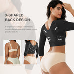 Arm Shaper for Women Post Surgery Arm Lipo Compression Sleeves Front Closure Posture Corrector Black X-Large
