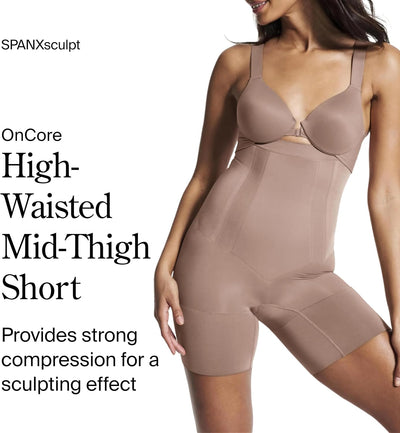 SPANX SPANXsculpt OnCore High-Waisted Mid-Thigh Short - Powerful Sculpting Shapwear for Women - Level 4 Compression