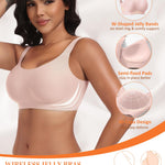 Wireless Jelly Seamless Bras for Women No Underwire Tshirt Full Coverage Padded Bra Comfortable Supportive Everyday Bralettes(01#Pink(Full Coverage),2XL)